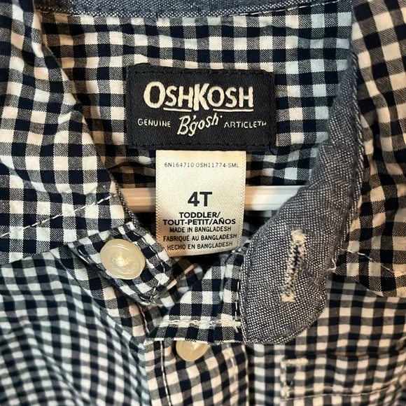 Navy blue & white plaid button up Toddler - Picture 2 of 3